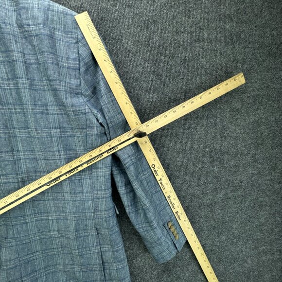 Joseph Abboud Sport Coat Mens Small Blue 100% Linen Plaid Jacket Blazer - Picture 13 of 16